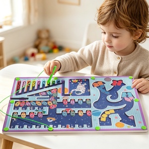 Giocattoli Educativi Montessori in Legno Certificati CE CPC per Bambini e Neonati, Gioco 3-in-1 con Forme, Lettere e Numeri, Labirinto di Perline - Product Image 2