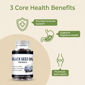 Gummies à l'huile de nigelle 1000mg, extrait de Nigella Sativa et miel, soutient la santé immunitaire, cardiovasculaire, <span class=keywords><strong>respiratoire</strong></span> et articulaire, 60 gummies - Product Image 3