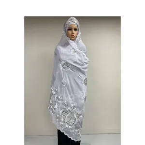 Bufandas de hijab con bordado brillante de diamantes de imitación de lujo de Malasia para mujer, bufandas de algodón para la cabeza musulmana