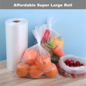 Rouleau de 1000 sacs jetables écologiques en plastique pour fruits, légumes, pain et stockage alimentaire transparent en cuisine - Product Image 3