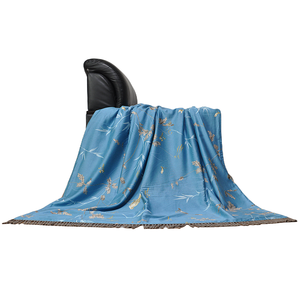 ผ้าห่มดีไซน์หรู BLUE PHOENIX ผ้าไหม 50% ขนแพะทิเบต 50% สองด้าน นุ่มมาก อุ่นสบายสำหรับฤดูหนาว ใช้ได้กับโซฟาและเตียง - Product Image 1