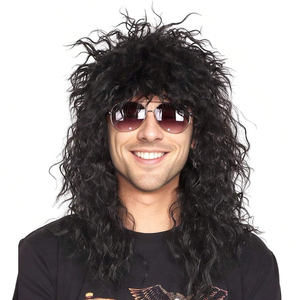 Peluca sintética rubia plateada de <span class=keywords><strong>pelo</strong></span> <span class=keywords><strong>rizado</strong></span> largo para hombres y mujeres 70s 80s Rock Punk Disco <span class=keywords><strong>Mullet</strong></span> Cosplay peluca - Product Image 1