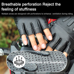 Gants de moto d'été en cuir sans doigts, gants de conduite demi-doigts respirants, gants rétro pour moto et <span class=keywords><strong>VTT</strong></span> pour hommes - Product Image 3