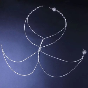 Bling strass boob chaîne poitrine support soutien-gorge bijoux chaîne pour femmes fête Bikini cristal poitrine chaîne - Product Image 4