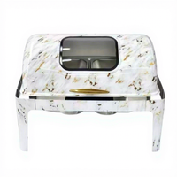 KUNTAI Réchaud de buffet rectangulaire de luxe en acier inoxydable martelé blanc, alimenté à l'alcool, 9L, hydraulique, A++ Énergie