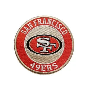 Factory Custom Embroidery NFL San Francisco 49ers 3" Round Iron On Embroidered Patch