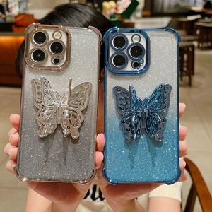 Nueva Funda de Lujo para Teléfono con Soporte Plegable de Mariposa 3D para <span class=keywords><strong>iPhone</strong></span> 15 14 13 <span class=keywords><strong>12</strong></span> 11 Pro Max, Carcasa Rígida Anti-caídas con Protección en las Cuatro Esquinas - Product Image 1