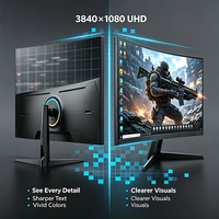 Monitor Curvo Ultra Ancho de 49 Pulgadas 32:9, 144Hz, 100% SRGB, Pantalla para PC con Resolución 3840x1080 para Trading de Acciones en Múltiples Pantallas