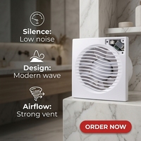 Ventilateur d'extraction mural silencieux de 4 pouces pour salle de bain, faible niveau sonore (50 dB), 15 W, alimentation CA, pour usage commercial et domestique
