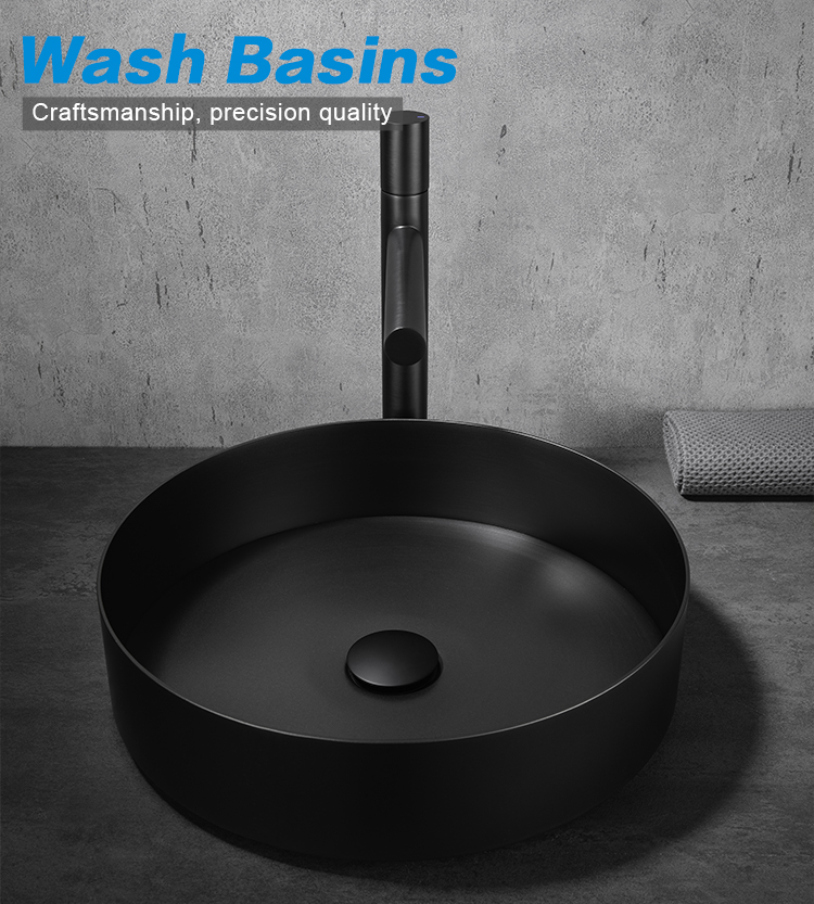 Factory Direct China Black Bathroom Wash Basin Sink Wash Stainless Steel Top Wash Basin
