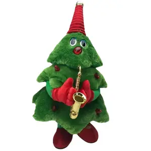 2023 צבי השלג סנטה קלאוס לרקוד צעצוע ממולא עם מוסיקה ואורות לילדים מתנות חג המולד