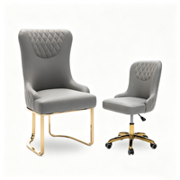 Ensemble de chaises de luxe pour salon de manucure : Chaise client avec base à patins et chaise de technicien à roulettes pour salon de beauté des ongles