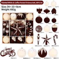 Ensemble d'ornements de Noël peints et floqués, décorations de sapin de Noël, boules avec motifs étoiles et cannes en sucre rayées pour Noël