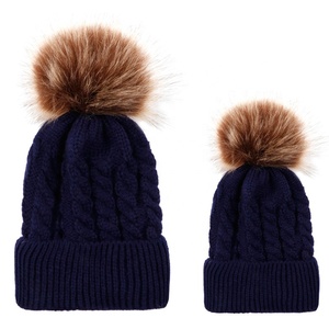 Thick Chunky Knit Thick <strong>Women</strong> <strong>Bobble</strong> <strong>Hat</strong> Faux Fur Ball Pom Pom Beanie <strong>Hat</strong> - Product Image 2