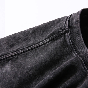 Vente de gros T-shirts pour hommes vieillis personnalisés T-shirt surdimensionné uni en coton unisexe pour impression - Product Image 4