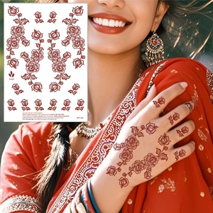 Nuovo Design Maroon fiore vite henné <span class=keywords><strong>tatuaggi</strong></span> modello impermeabile Mehndi stencil temporaneo pasta adesivo henné tatuaggio - Product Image 2