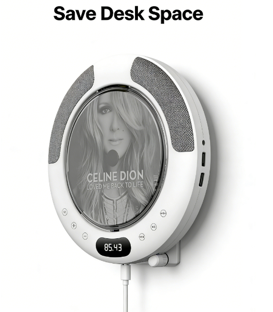 New Wireless CD Player 360° Rotating Display Portable Audio System Built-in Speaker FM Radio USB/TF MP3 Player Home Office