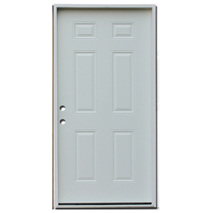 <span class=keywords><strong>Porte</strong></span> extérieure pré-encadrée en acier ignifugé <span class=keywords><strong>de</strong></span> 32 pouces x 80 pouces, à 6 panneaux, à ouverture vers la droite, apprêtée, avec cadre en acier - Product Image 1