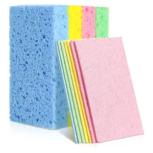 100% Organic Cellulose Household Non-scratch Natural Printing Pattern Compressed Cellulose Biodegradable Sponge