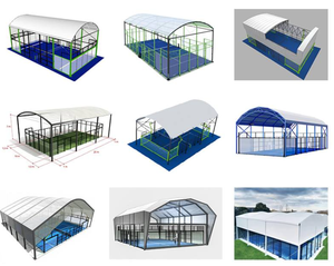 Terrain <span class=keywords><strong>de</strong></span> padel mobile Enlio, extérieur/intérieur, toutes saisons, avec toit et éclairage <span class=keywords><strong>LED</strong></span> pour centre sportif - Product Image 3