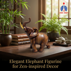 Figura de Elefante Decorativa para el Hogar, Pintada a Mano en Resina, <span class=keywords><strong>con</strong></span> Textura de Madera - Escultura de Animal Pequeño, Figura de Elefante en Pose - Product Image 2