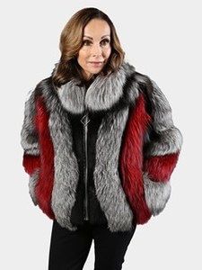 RX毛皮メーカー卸売新しいファッションウサギ女性用高級リアルスライバーフォックス毛皮ジャケット天然レッドフォックス毛皮コート