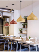 Luminaire suspendu en bois texturé en forme de dôme, douille E27, utilisation en intérieur, lampe suspendue moderne pour salon