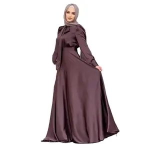 Professional supplier satin dresses women elegant islamic prayer dress for women long dress with long sleeve muslim