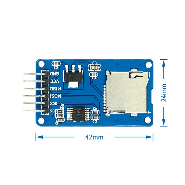 Micro SD Card Module SPI Interface with Built-in Level Shifter 3.3V 5V Dual Voltage Compatible for Data Logging