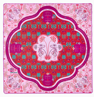 Tapis de Mahjong Absorbant, Livraison enroulée sans plis, Rose Vif Édition Règles de Mahjong Chinoiserie Saisons Estivales