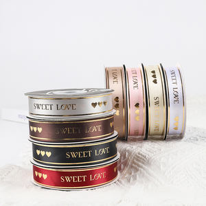 Rouleau de ruban en satin avec feuille imprimée personnalisée, 1 pièce, vente en gros, amour et cœur, pour bouquet de fleurs - Product Image 4