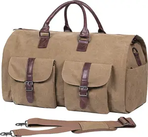 Cabrio-Kleider sack mit Schulter gurt und mehreren Taschen tragen eine 2-in-1-Reisetasche aus Baumwolle
