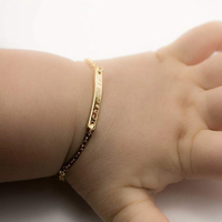 Tùy Chỉnh Thép Không Gỉ Vàng Bé Bar Bracelet Vòng Chân Cá Nhân Khắc Tên ID Trẻ Em Bracelet Trang Sức Tùy Chỉnh Trẻ Em Quà Tặng