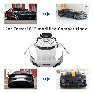 Kit de carrosserie aérodynamique de conversion pour Ferrari <span class=keywords><strong>812</strong></span> Superfast Facelift <span class=keywords><strong>812</strong></span> Competizione 812C Pare-chocs avant Jupes latérales Aileron arrière Échappement Capot - Product Image 1