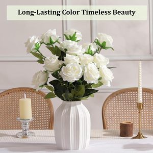 ช่อดอกกุหลาบผ้าไหมคุณภาพสูง 10 ดอก สำหรับตกแต่งบ้านในวันวาเลนไทน์ วันคริสต์มาส และวันตรุษจีน - ทำด้วยมือ - Product Image 3