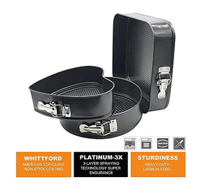 Moule à gâteau antiadhésif noir en forme de cœur et carré de 9, 10 et 11 pouces, lot de 3 moules à charnière amovibles, résistant au four, pour cheesecakes – Vente chaude - Product Image 3