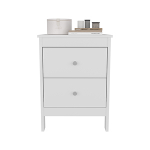 Nightstand 2 Drawers White <b>Bedside</b> <b>Storage</b> Cabinet - Product Image 3