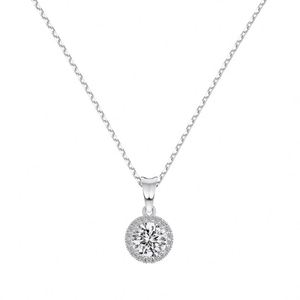 Dylam Fine <b>Top</b> Jewelry Manufacturer Tarnish Free Fade Free 925 <b>Silver</b> Circle 1ct 5A Zirconia Pendant Necklace for Bridal Wedding - Product Image 1