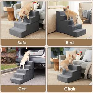 Escaleras para perros ZMaker para cama alta y sofá 3/4/5 escalones de espuma para mascotas, cubierta extraíble, rampa portátil plegable para perros - Product Image 5