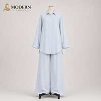 Ensemble coordonné en lin mélangé pour femmes, chemise à manches longues, pantalon large, tenue d'été légère, fabricant OEM