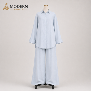 Completo Coordinato da Donna <span class=keywords><strong>in</strong></span> <span class=keywords><strong>Misto</strong></span> <span class=keywords><strong>Lino</strong></span>, Camicia a Maniche Lunghe e <span class=keywords><strong>Pantaloni</strong></span> a Gamba Larga, Outfit Estivo Leggero, Produttore OEM - Product Image 1