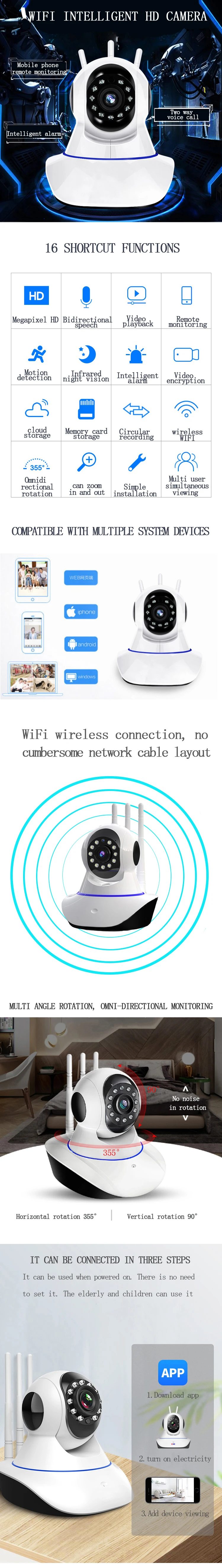 WiFi Security Surveillance IP Camera Navigation Panorama Elder/Pet/Office/Baby Monitor Smart Home  WiFi Wireless camera