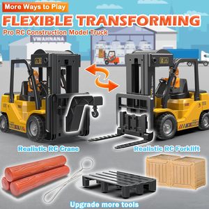DWI Dowellin Carretilla elevadora con <span class=keywords><strong>control</strong></span> remoto 11 canales Rc Carretilla elevadora Grúas Juguetes de construcción, con sonido y pulverización de luz - Product Image 3