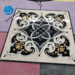 Polished Marble water jet flooring tiles custom modern pattern marble medallions