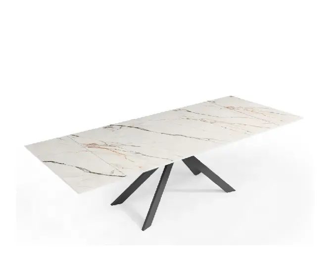 Table à manger antique italienne au design de luxe avec chaises Ensemble table à manger en marbre artificiel 10 places Mobilier de salle à manger moderne