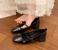 Chaussures habillées Mary Janes à bout carré pour femmes, nouvelle collection printemps 2026, avec nœud, talons plats confortables, talon épais, tige synthétique, couleur intemporelle