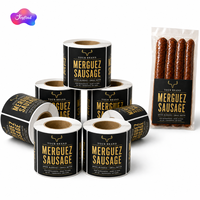 Étiquettes personnalisées pour emballages alimentaires, résistantes à l'huile, pour rouleaux de bœuf surgelés, impression de logo, étiquettes personnalisées imperméables en rouleau, étiquettes personnalisées pour saucisses