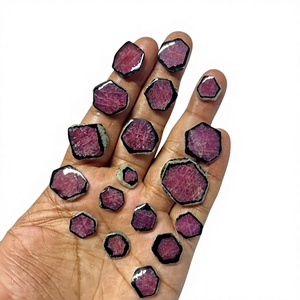 Precio al por mayor, rebanada pulida de rubí Natural, cristal curativo, piedras preciosas sueltas, fabricación de joyas, piedra FAIJAN GEMS E29, terceros - Product Image 1