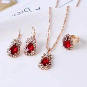 Succsion Fashion Statement Rhinestone Necklace And Earrings Sets Necklace Jewelry Set For Woman