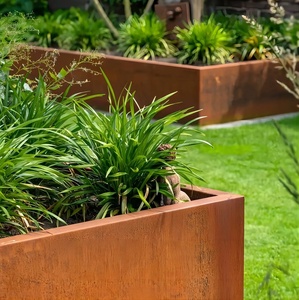 Bacs à fleurs surélevés en acier corten personnalisables, grands et peu coûteux, pour jardin extérieur et jardin domestique - Product Image 1